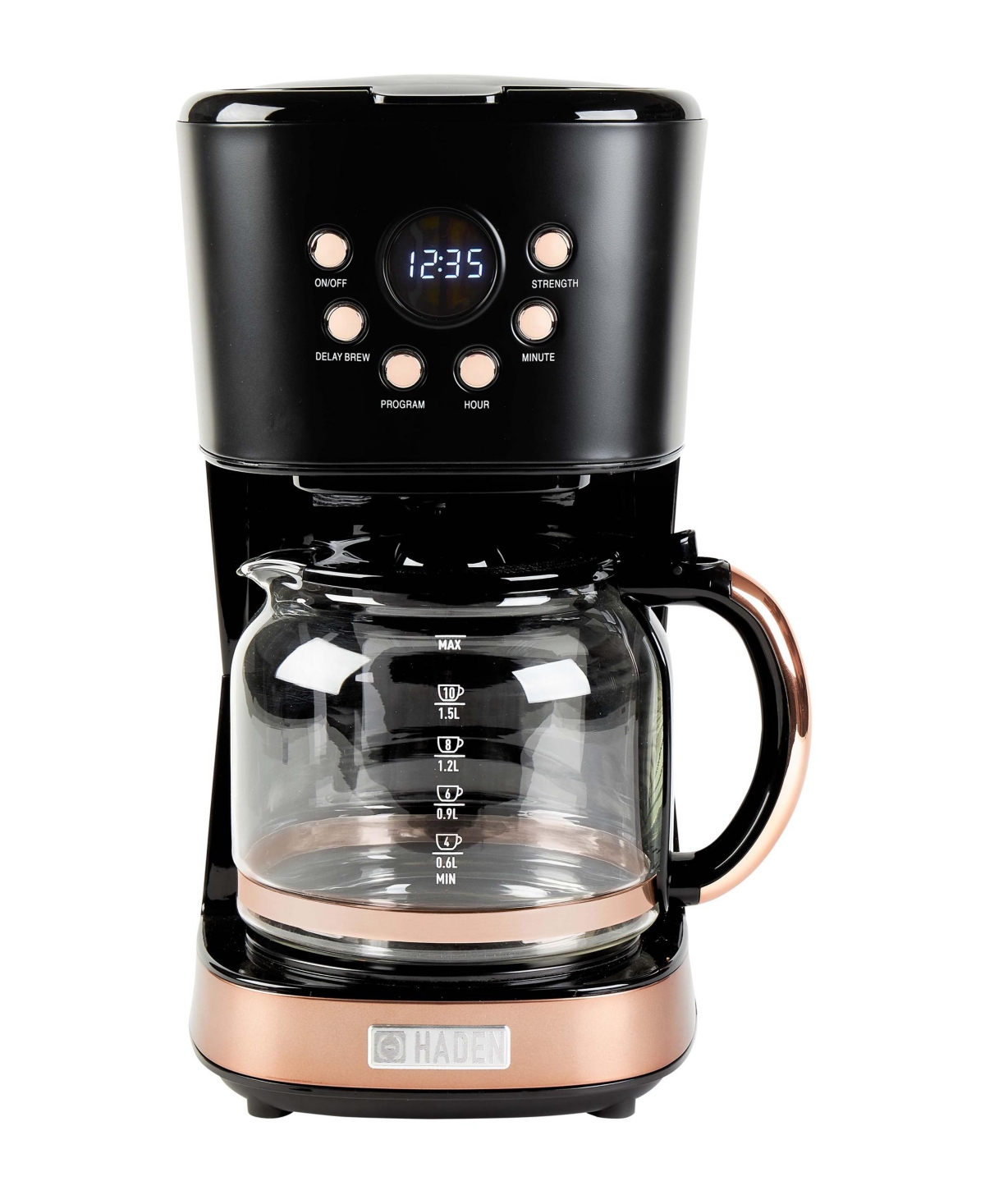 Haden Programmable 12-cup Coffee Maker In Black,copper