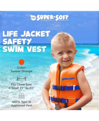 Super Soft Child Life Jacket Swim Vest, X Small, Sunset Orange