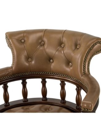 Viktor Traditional Genuine Leather Executive Chair with Nailhead Trims