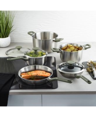 Leo Bolt 8pc Recycled Stainless Steel Cookware Set, Green