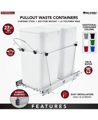Double Pullout Trash Can 27 qt. for Kitchen, Blue, RV-15KD-2218C-S