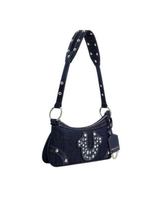 STUDDED HORSESHOE DE True Religion Horseshoe Denim shoulder bag