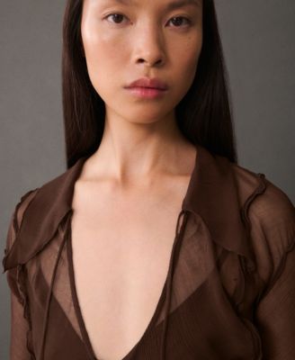 Women's Flared Semi-Sheer Chiffon Dress