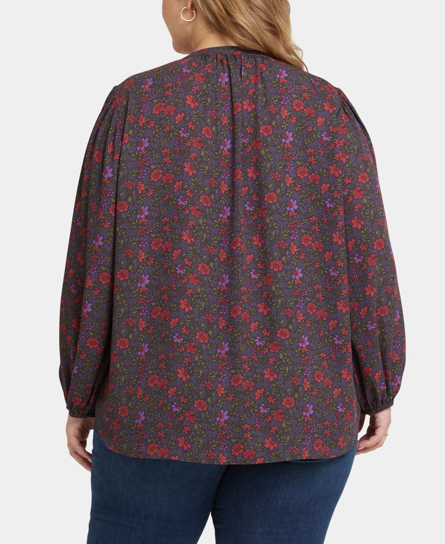 Женский топ NYDJ Plus Size Puff Sleeve Popover, цвет: Matilde Meadow — фото 3