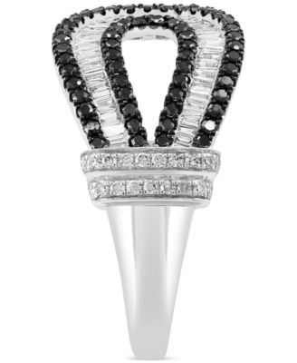 EFFY&reg; Black & White Diamond Loop Statement Ring (5/8 ct. t.w.) in 14k White Gold