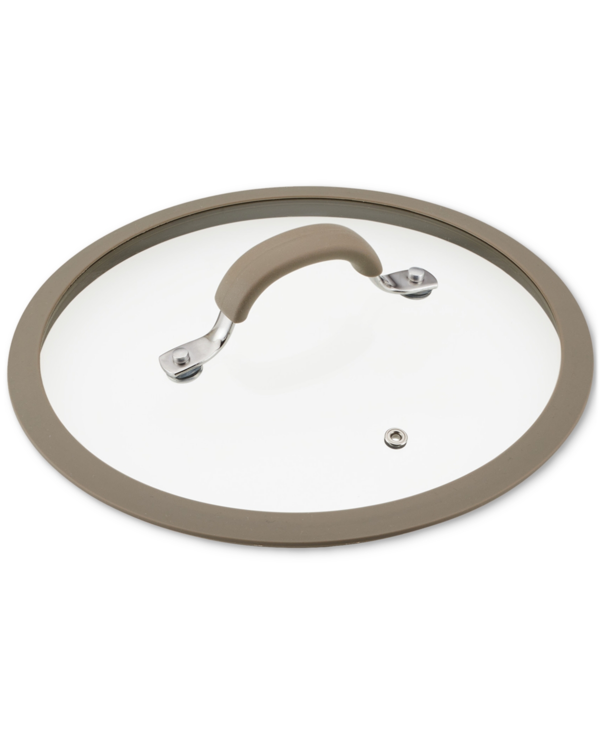 RACHAEL RAY COOK + CREATE 10" SILICONE-RIMMED GLASS LID, TAUPE 