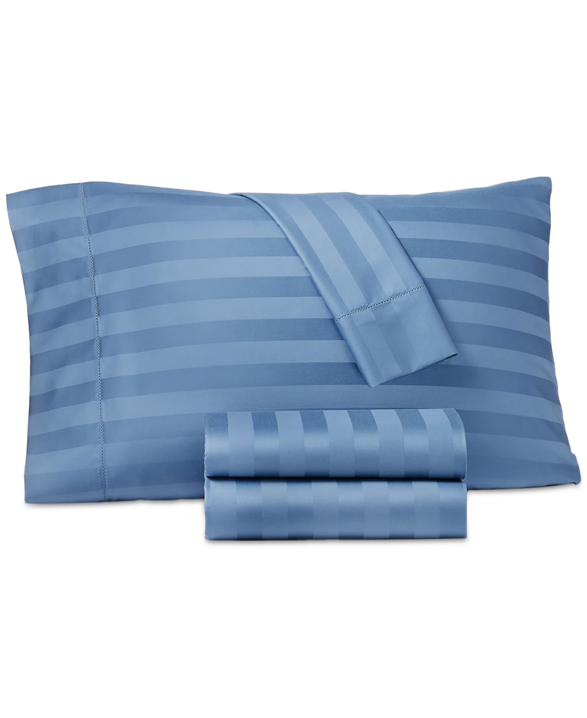 Charter Club 1.5" Stripe 550 Thread Count 100% Cotton 4-pc. Sheet Set, California King, Exclusively At Macy's In Ocean