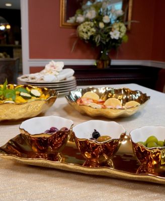 Gold-Silver Tone Coast 4 Piece Set Tray and Condiment Bowls