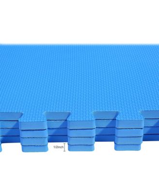 48 Sq Ft Interlocking EVA Foam Exercise Mat Tiles, Blue