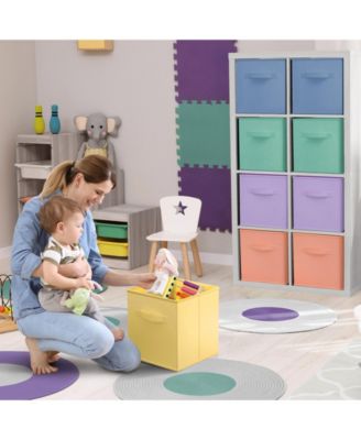 11 Inch 12 Pack Sturdy Collapsible Fabric Storage Cubes with Handle - for Organizing Clothes, Toys, Books,  Shelves & more