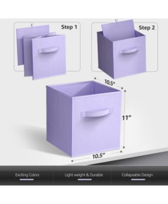 11 Inch 12 Pack Sturdy Collapsible Fabric Storage Cubes with Handle - for Organizing Clothes, Toys, Books,  Shelves & more