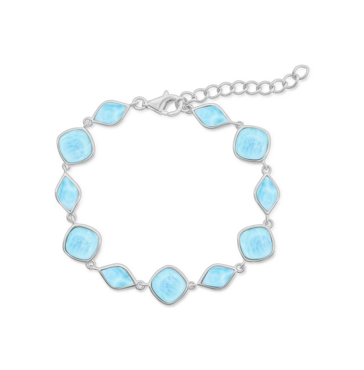 Sterling Silver Multi-Shaped Link Bracelet - Larimar - Larimar