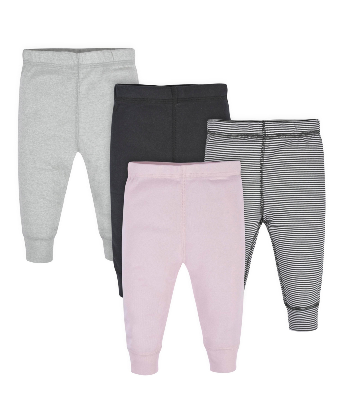 Gerber Baby Girls Baby Active Pants, 4 Pack - Pink  stripes