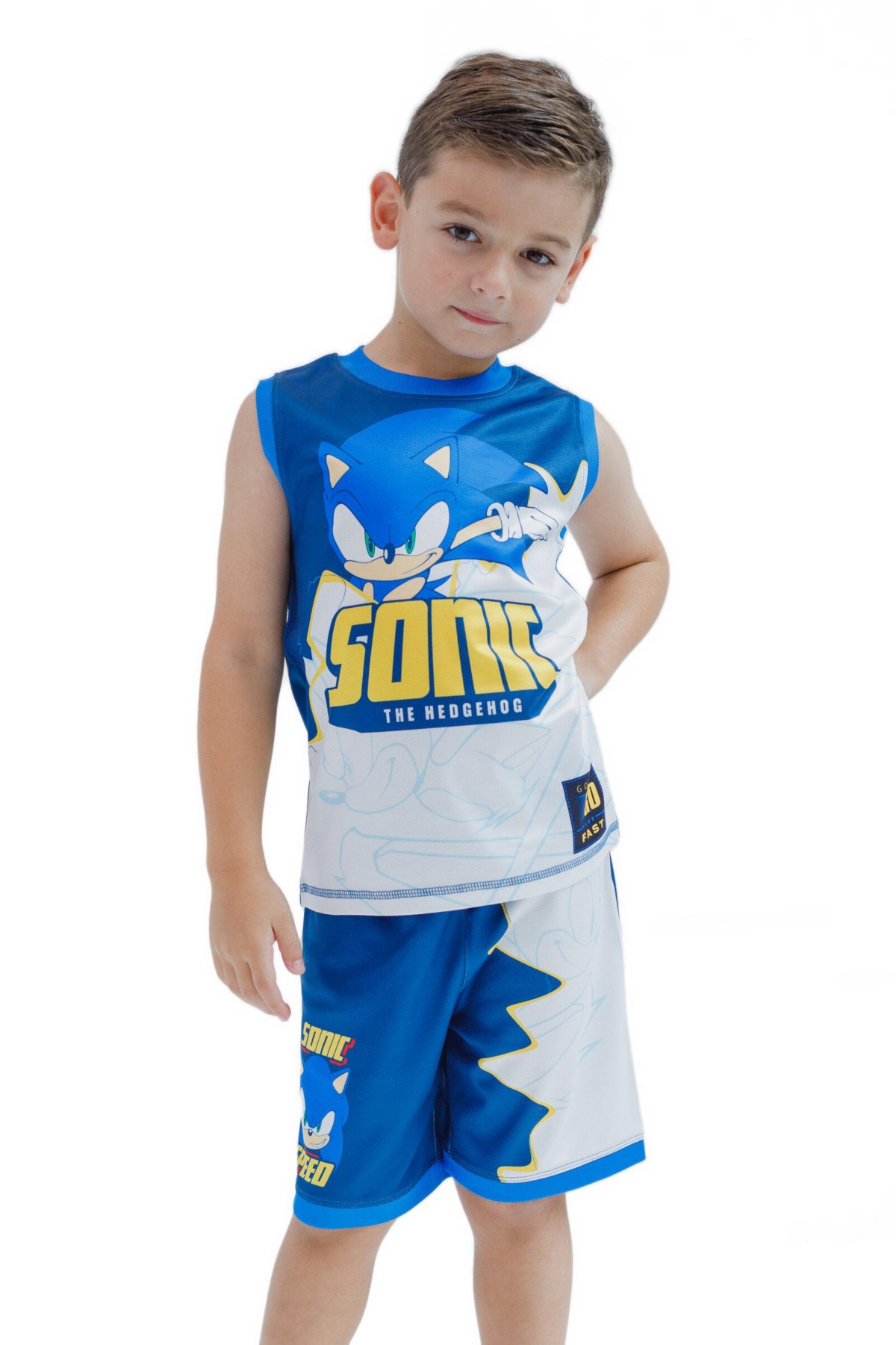 Sega Boys Sonic the Hedgehog Knuckles Tails Tank Top and Shorts to