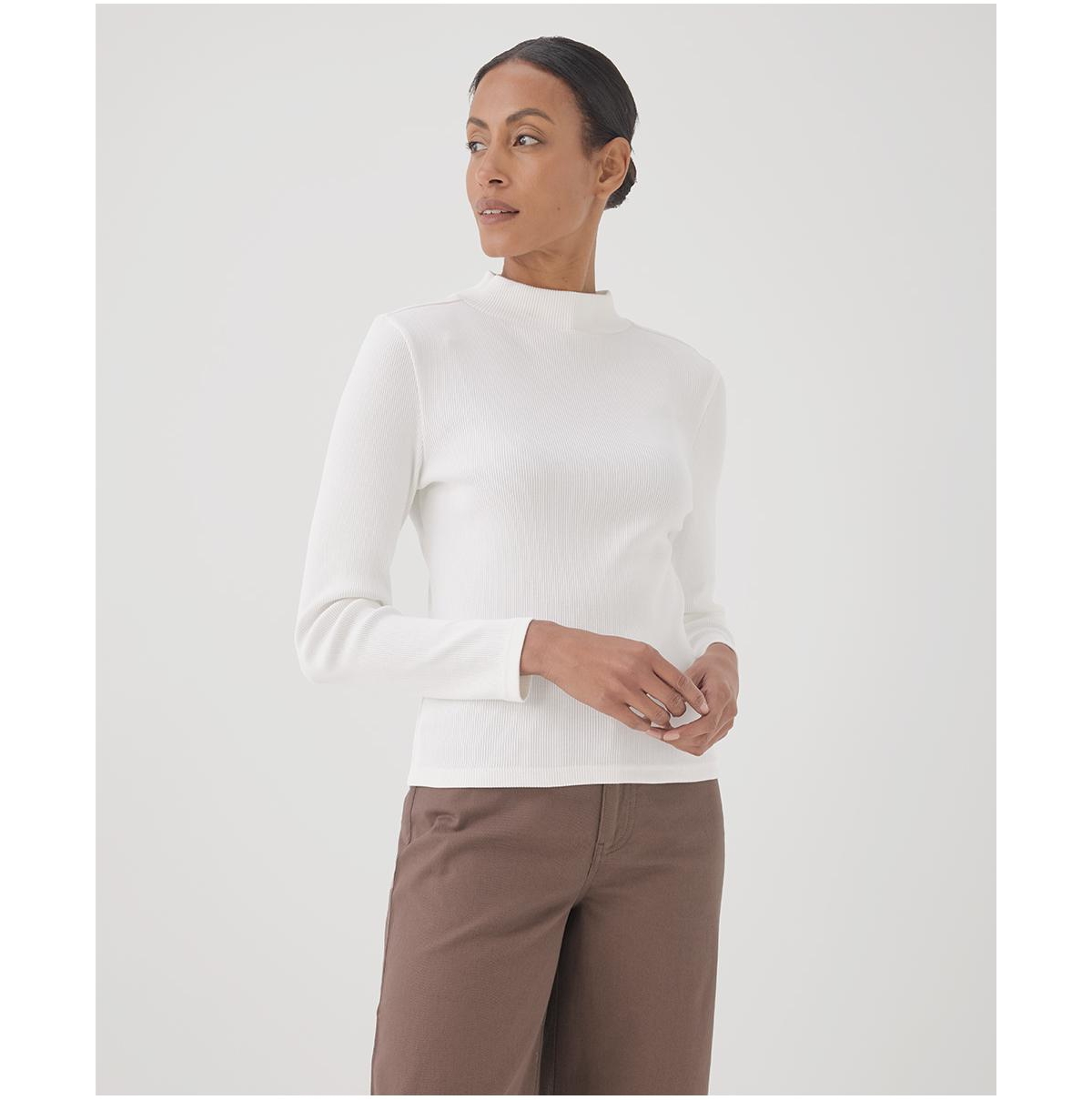 Pact Women's Organic Cotton Favorite Rib Mockneck Top