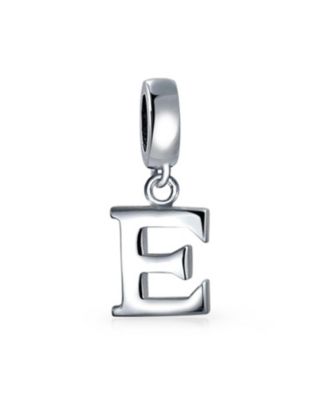 Bling Jewelry Dangle Block Letter A-z Alphabet Initial Charm Bead Solid 925 Sterling Silver Fits European Bracelet - Silver e 24$