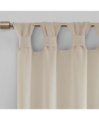 Rosette Floral Embellished Cuff Tab Top Solid Curtain Panel, 50"W x 95"L