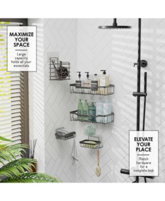 Premium Adhesive Shower Caddy & Bathroom Organizer - Grey