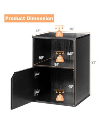 Set of 2 Nightstands Side End Table Storage Cabinet Shelf Living Room White