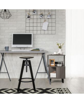 2 PCS Nightstand Set Modern Side End Table Storage Shelf Grey