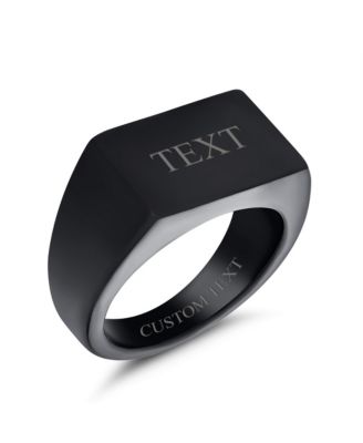 Rectangle Black Signet Ring Stainless Steel Matte Finish