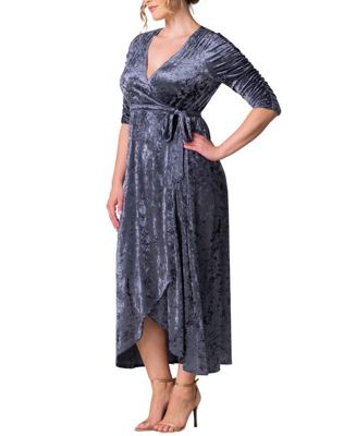 Plus Size Cara Velvet High Low Long Wrap Dress