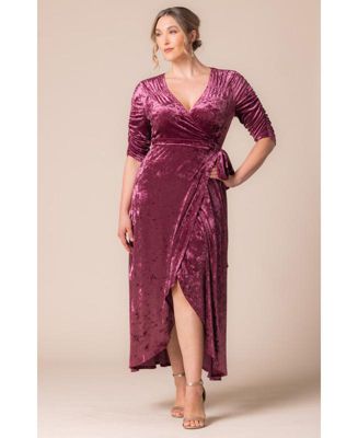 Plus Size Cara Velvet High Low Long Wrap Dress
