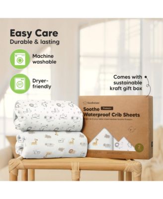 Soothe Waterproof Fitted Crib Sheets for Girl, Boy, 100% Soft Cotton Crib Mattress Protector Sheet