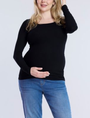 Maternity Square Neck Rib Knit Long Sleeve Tee - Motherhood