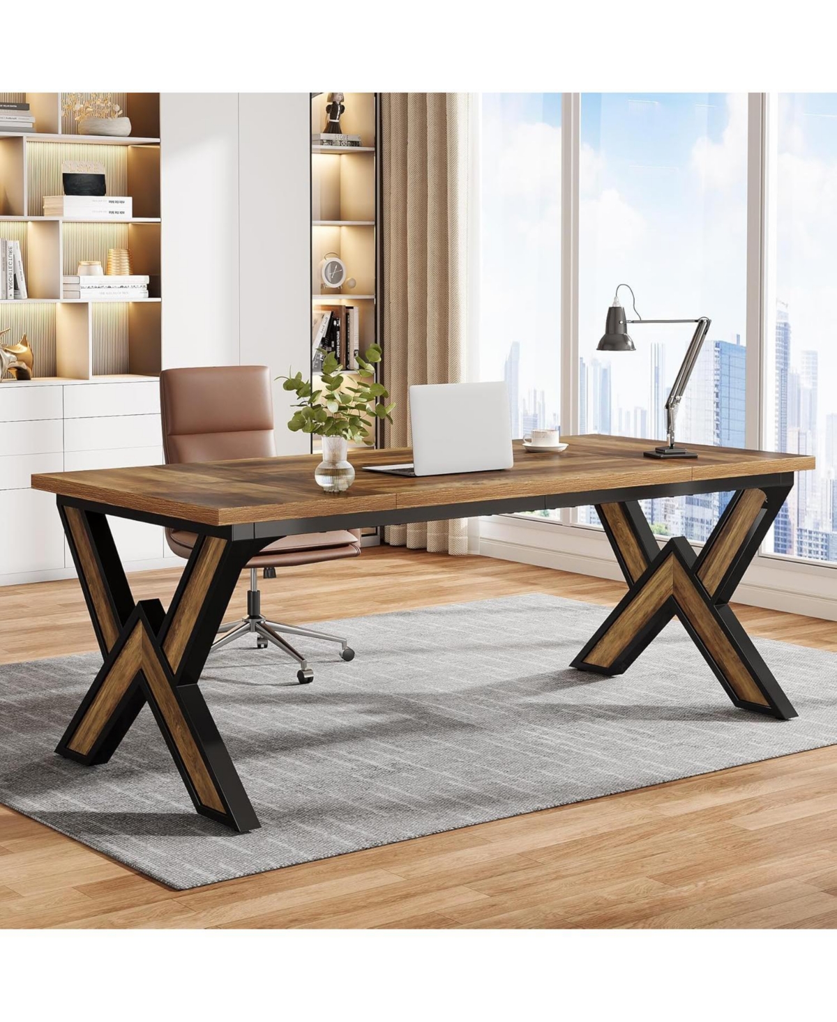 Tribesigns 63 Inches Office Desk, Modern Executive Computer Desk with Thickened Frame and Board, Executive Office Desk Workstation Business Offi