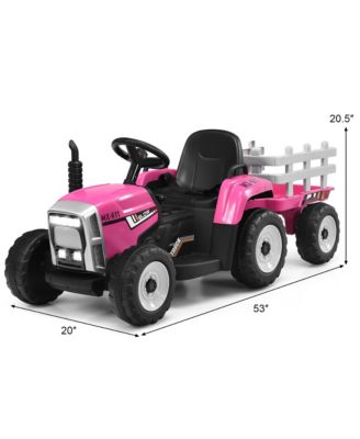 12V Kids Ride On Tractor with Trailer Ground Loader w/ RC & Lights