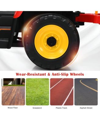 12V Kids Ride On Tractor with Trailer Ground Loader w/ RC & Lights