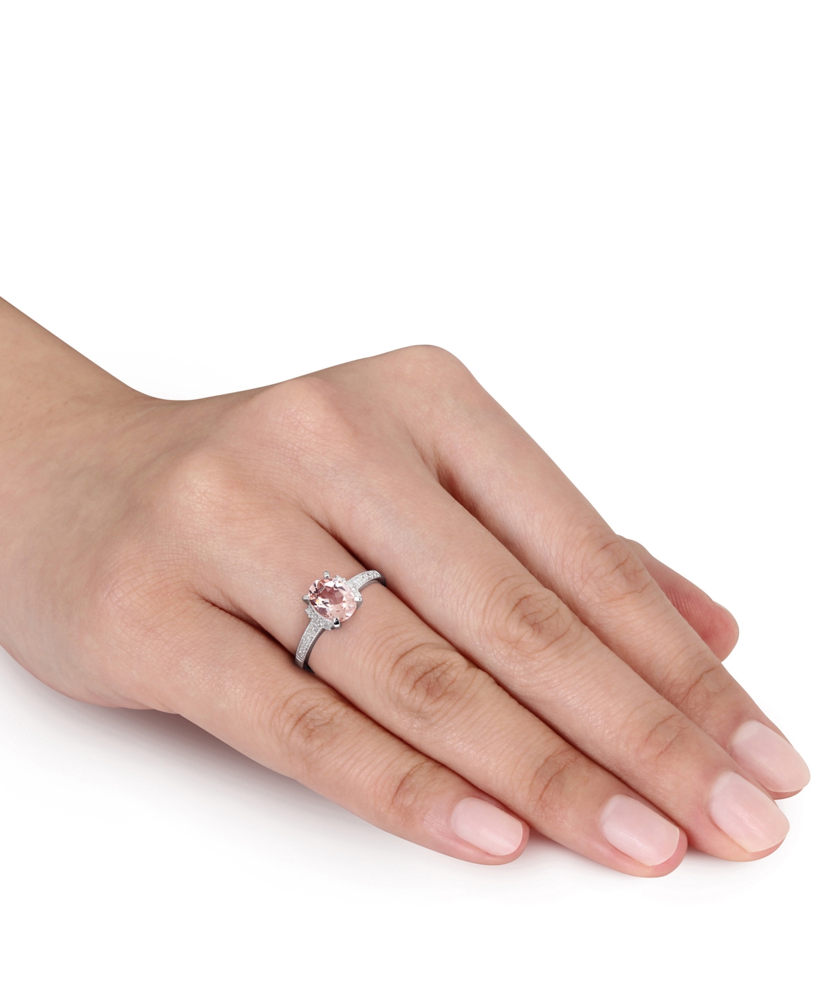 Macy's Morganite (1-1/7 Ct. T.w.) And Diamond (1/20 Ct. T.w.) Ring In 18k Rose Gold Over Sterling Silver (a In Morganite Silver