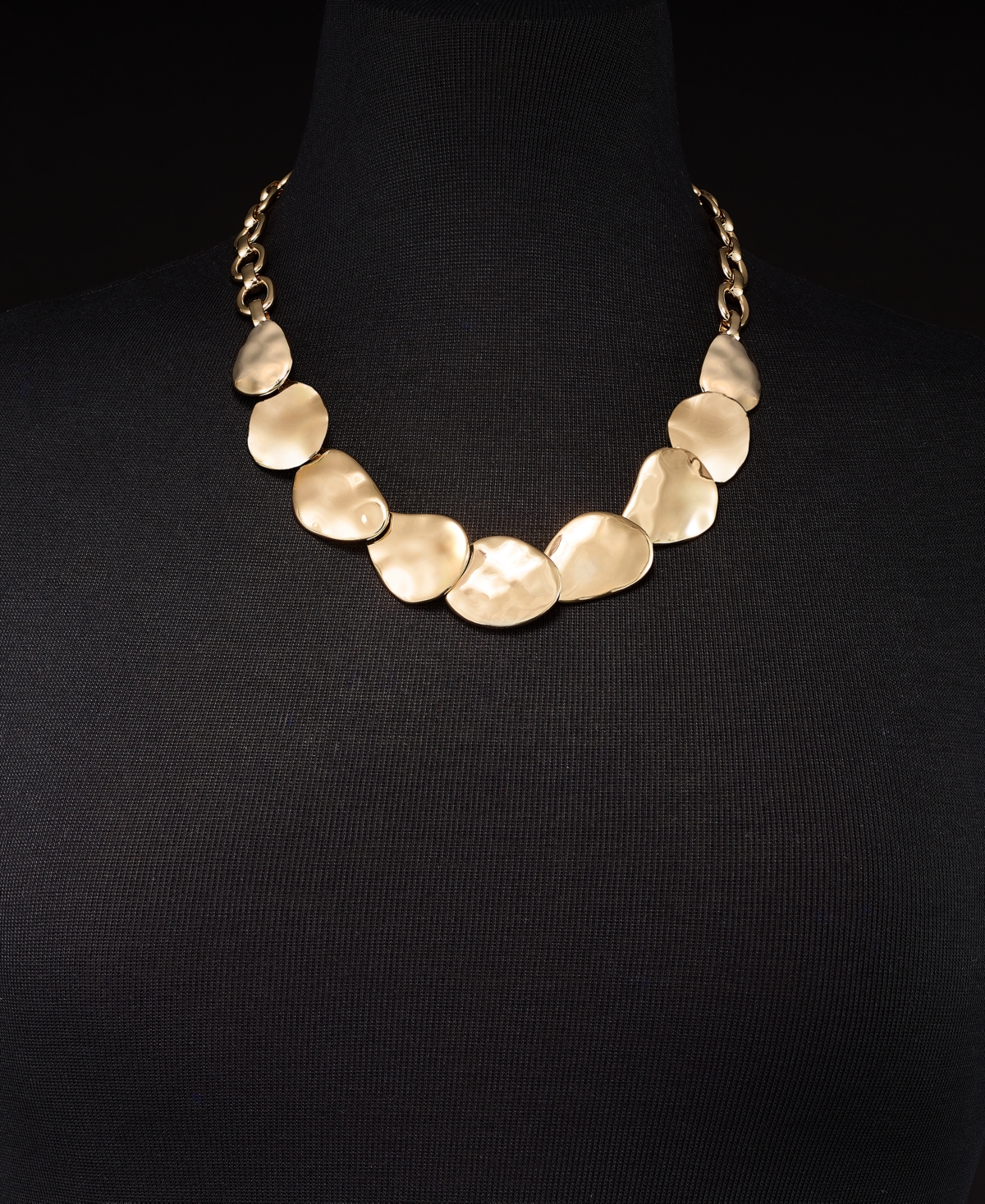 Style & Co Hammered Oval Segmented Statement Necklace, 18-1/2