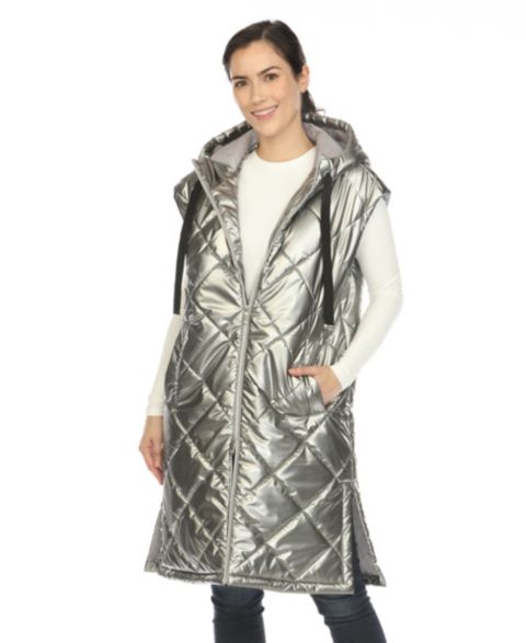 Женские куртки White Mark Metallic Long Puffer Vest Jacket