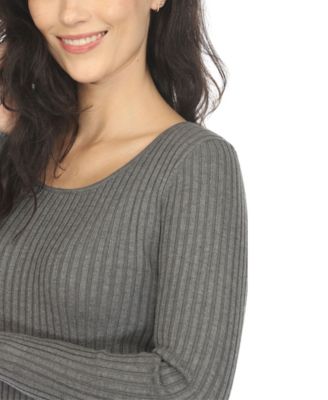 Women's Long Sleeve Rib Midi Sweater Dress