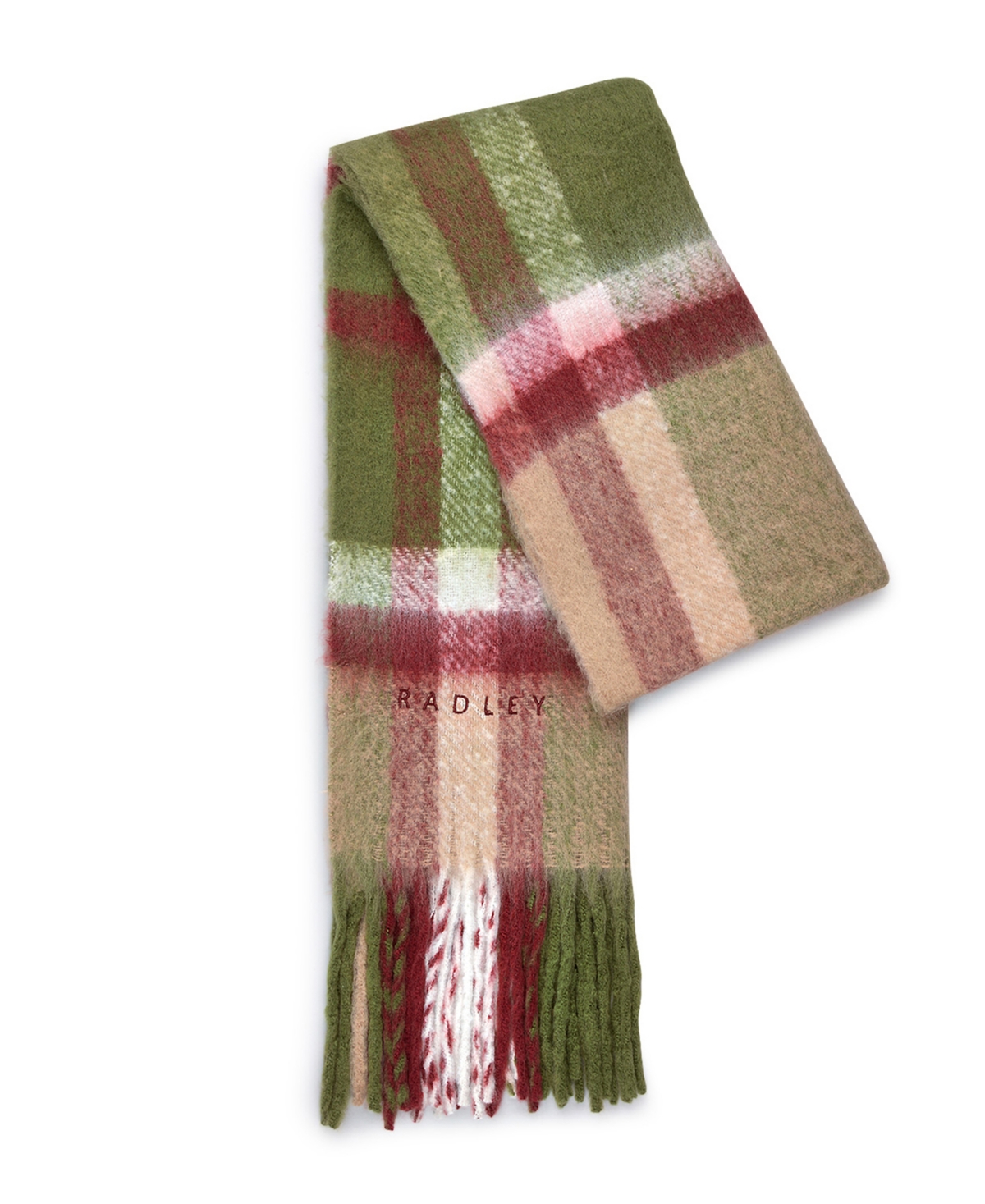 Radley London Fluffy Check Scarf In Pale Silt