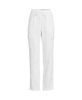 Women's High Rise Drawstring Linen Cargo Pants