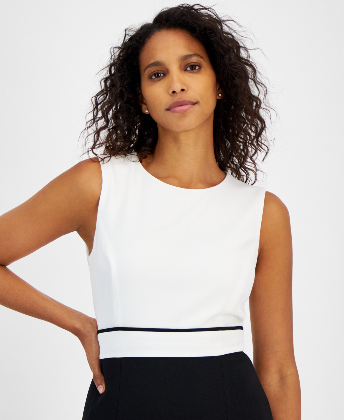 Kasper Women's Colorblocked Sleeveless Sheath Dress -Black