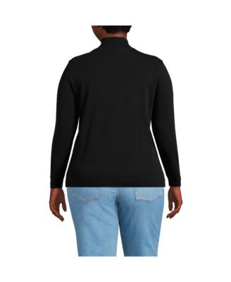 Plus Size Relaxed Cotton Long Sleeve Mock Turtleneck