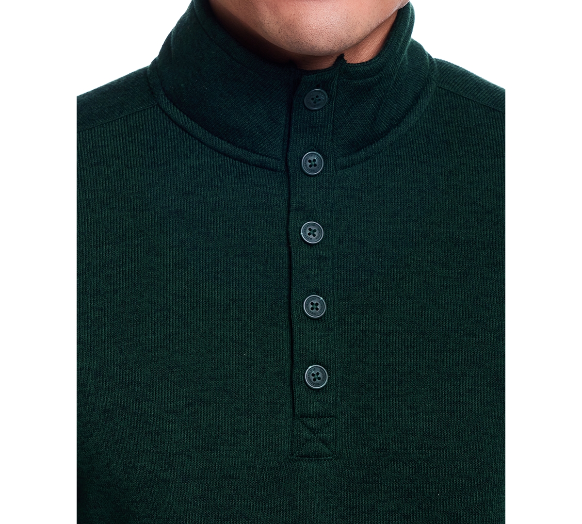Weatherproof Vintage Men's Quarter Button Pullover Ribbed Fleece Sweater