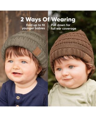 3pk Warmzy Baby Beanies, 0-36 months Baby Hats, Baby Winter Hat for Newborn, Infant, Toddlers, Boys, Girls