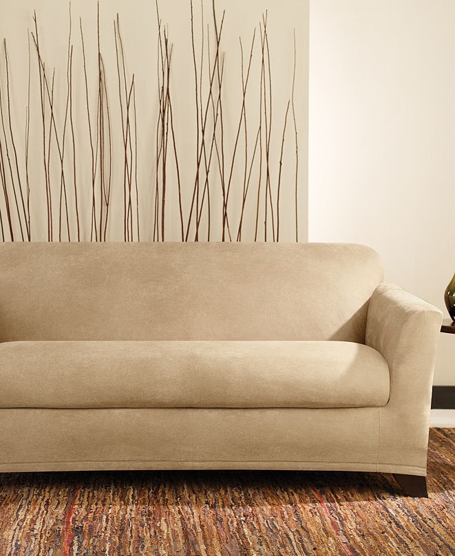 Sure Fit Stretch Faux Leather Separate Seat Loveseat Sofa Slipcover