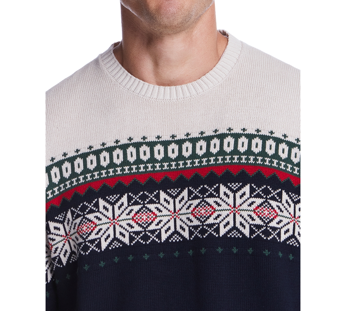 Weatherproof Vintage Men's Crewneck Snowflake-Pattern Long Sleeve Sweater