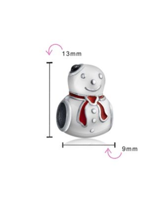 Christmas Winter White Holiday Snowman Charm Bead .925 Sterling Silver