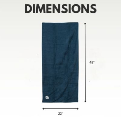 Marine Blue Microfiber Dog Bath Towel - Quick-Drying, Absorbent, and Durable, Machine Washable, Embroidered Paw Print, Perfect for All Dog Sizes and Fur Types – Large