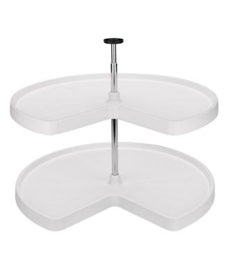 32'' Lazy Susan Kidney Polymer 2-Shelf, White, 3472-32-11-52
