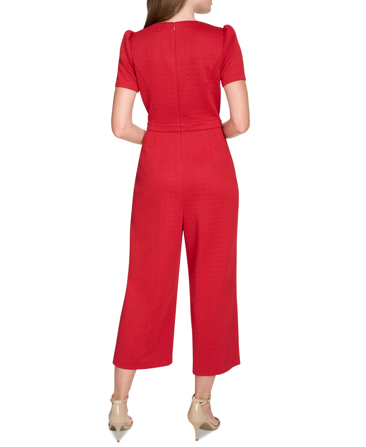 Tommy Hilfiger Women's Puff-Sleeve Cropped Jumpsuit