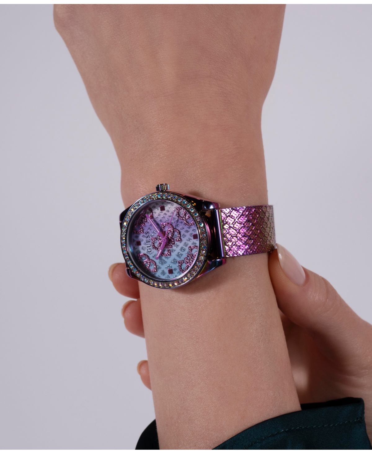 Guess Women's Analog Iridescent Mesh Watch 32mm In Iridescent