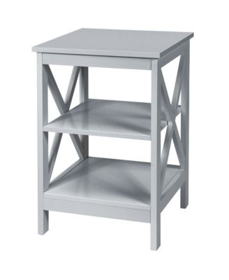 3-Tier Nightstand End Table X Design Storage Display Shelf Living Room